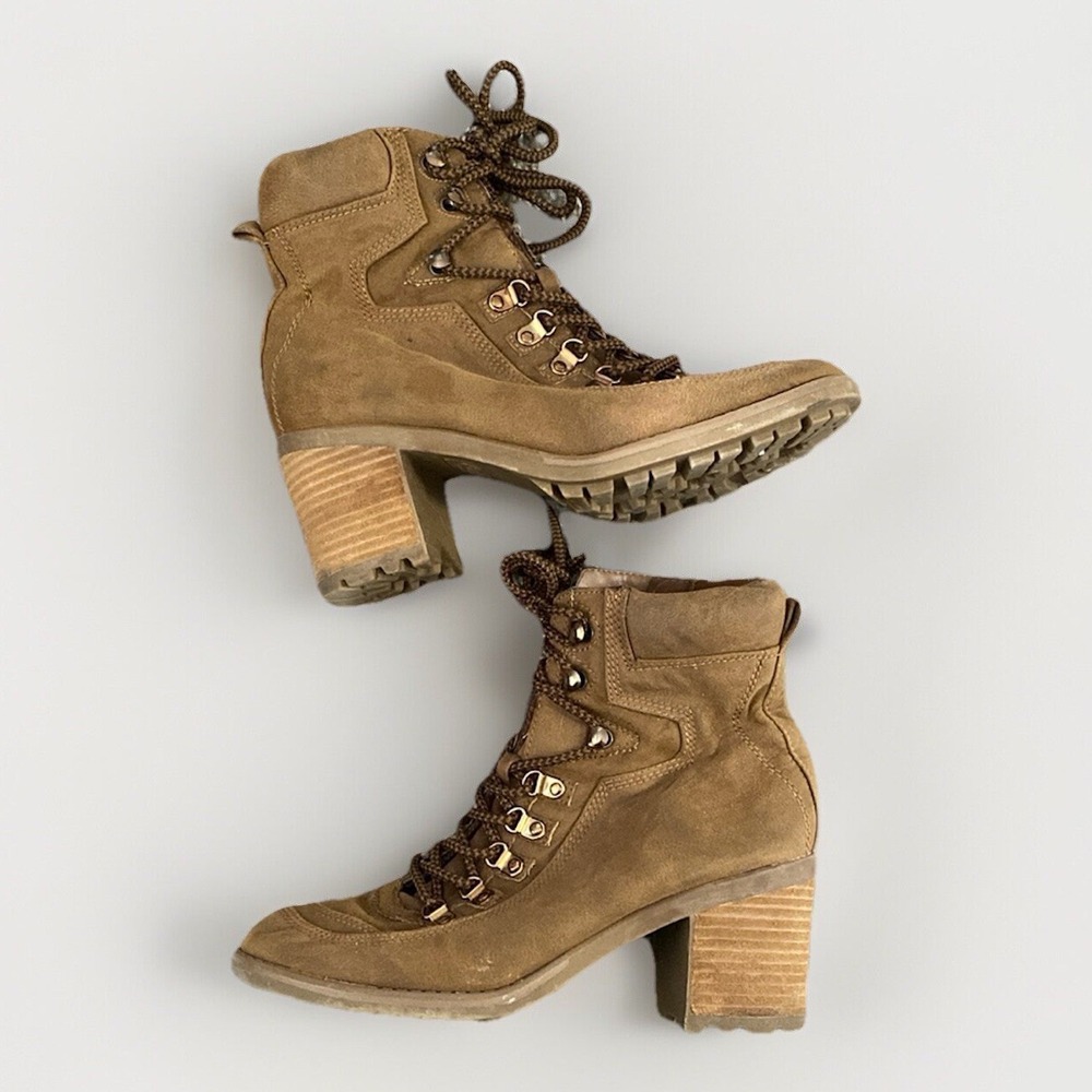 Carlos Santana‎ Faux Leather Combat Boots Size 9 Brown Women's Lace Up - Picture 3 of 7